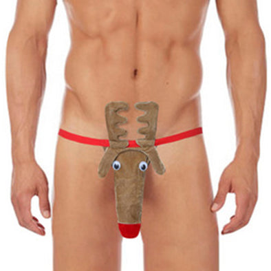 Mens Christmas G-String Thong Reindeer Mankini Gag Gift Underwear