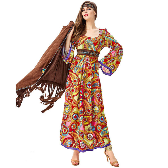 Women 1970s Costume Hippie Dress Suit