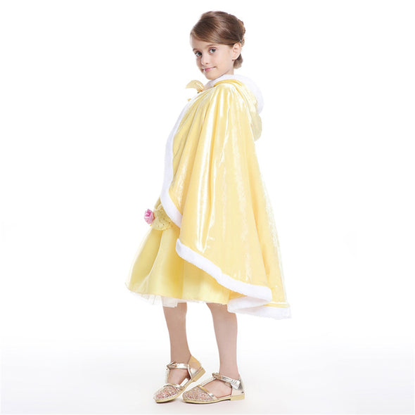 Princess Belle Cloak Soft Velvet Fur Hooded