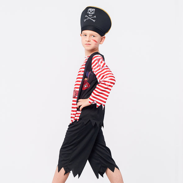 Boys Pirate Costume Set, Caribbean Buccaneer Outfit, Captain Jack Pretend Play Suit