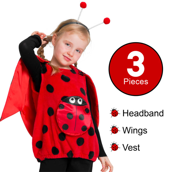 Girls Ladybug Costume Vest Set