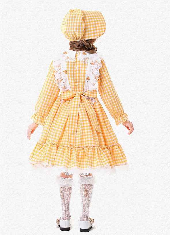 Girls Yellow Pioneer Costume Dress Suit