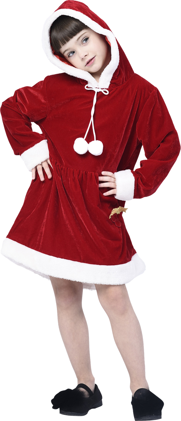 Girls' Xmas Clause Santa Costume Suit, Christmas Dress for Pageant Party