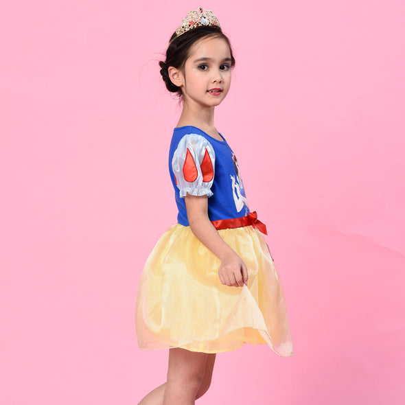 Summer Girls Cosy Short Dress Princess Snow White Costume