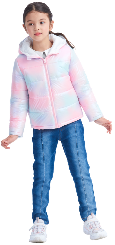 IKALI Girls Winter Puffer Jacket Lightweight Outwear Girls Colorful (3-12Y)