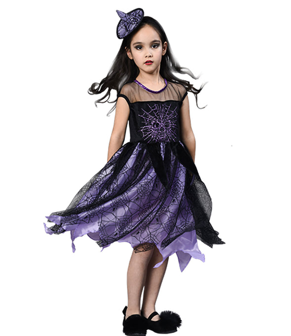 Halloween Spider Witch Costume Outfits For Little Girls