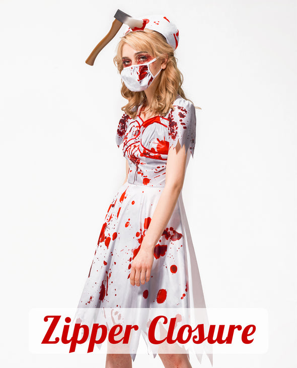 Women Girl Zombie Nurse Costume Adult Mommy and Me Matching Suit 3pcs