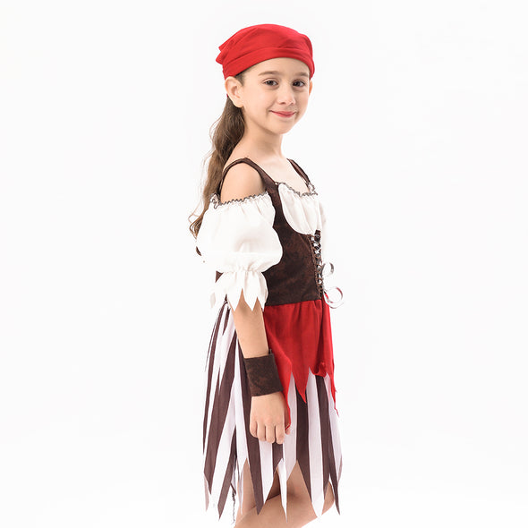 Girls Pirate Costume Role Play Set, Buccaneer Fancy Dress Outfit (3pcs Set)