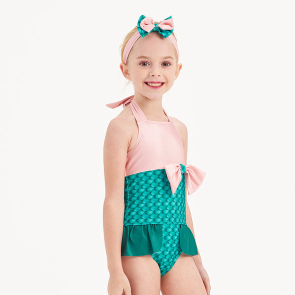 Girls One-piece Swimsuit Mermaid Cosplay Beach Bathing Suit for Vacation