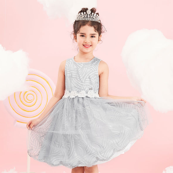 Girls Birthday Party Dress, Flower Embroidered Clothes