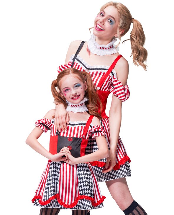 Girls Clown Costume Cutie Halloween Jester Dress Mommy and Me