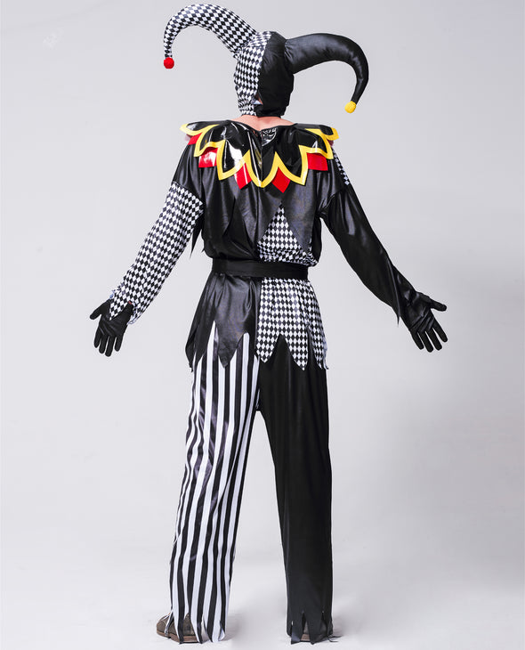 Halloween Clown Costume Men Women Jester Suit