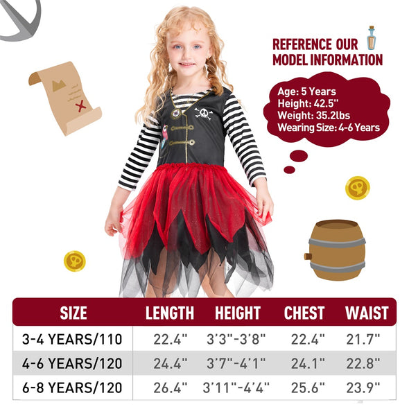 Girls Pirate Costume Role Play Set, Buccaneer Fancy Dress Outfit