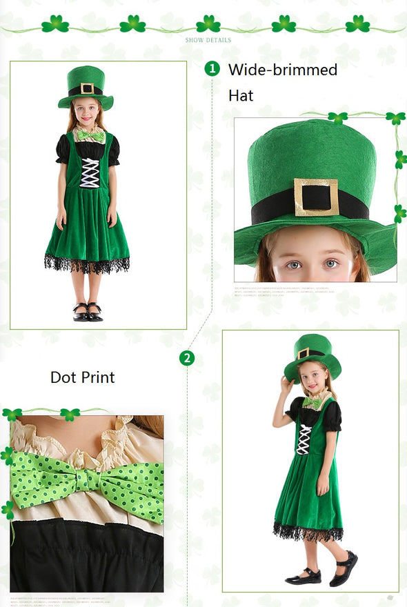 Girls St. Patrick's Day Costume Green Dress Suits