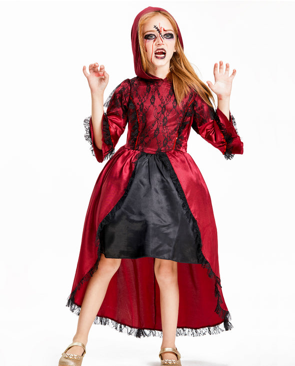 Girls Vampire Costume,  Fancy Dress Up Gown for Halloween
