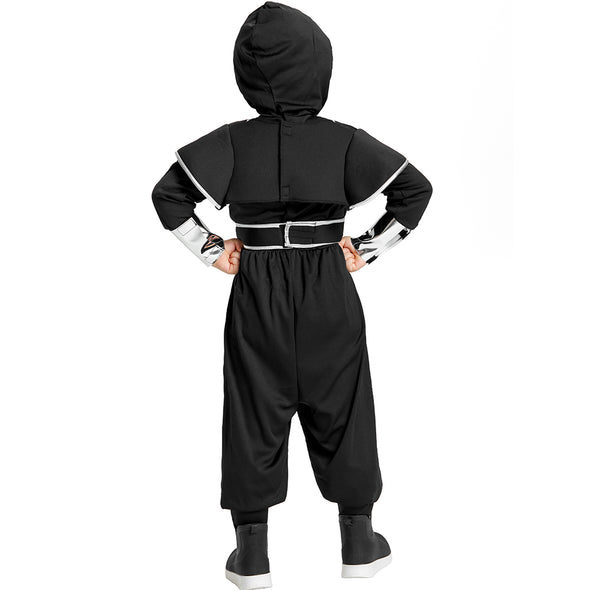 Boys Black Ninja Costume Jumpsuit Katana Cape Set