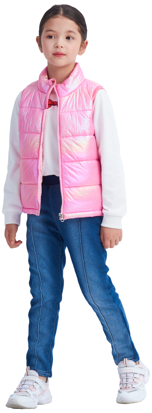 Girls Winter Puffer Vest, Winter Lightweight Gilet Pink