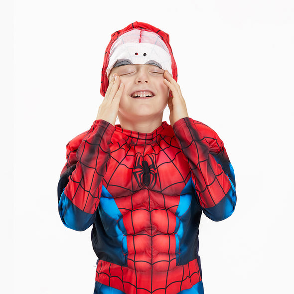 Boys Costume Spider Boy Muscle Jumpsuit, Kids Onesie(2pcs Set)