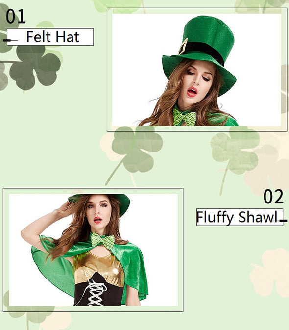 Women St. Patrick's Day Costume Green Dress Suits