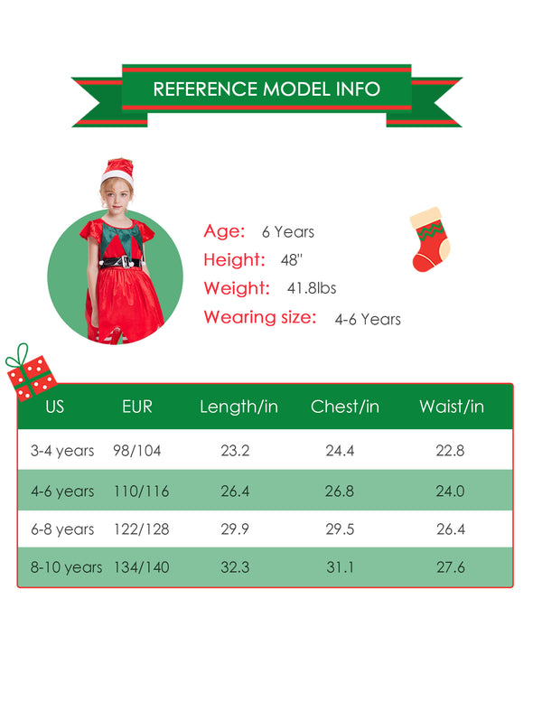 Christmas Elf Costume Suit for Girls, Santa`s helper 3pcs Toddler Girt for Xmas