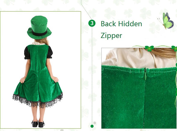 Girls St. Patrick's Day Costume Green Dress Suits