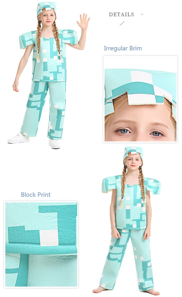 Girls Boys Minecraft Costume Unisex Suit