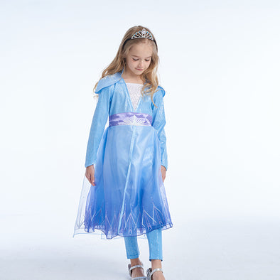 Elsa Costume for Girls, Deluxe Princess Costume Kids Christmas Gift