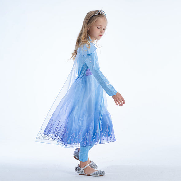 Elsa Costume for Girls, Deluxe Princess Costume Kids Christmas Gift