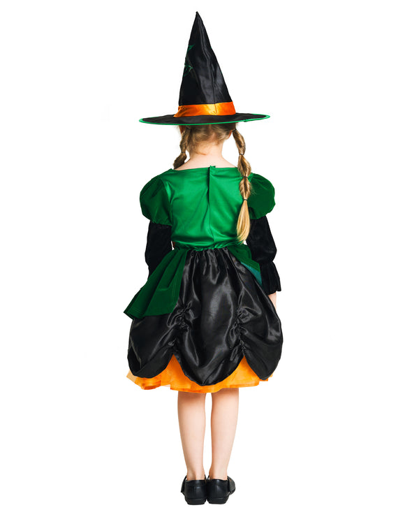 Girls Witch Costume Dress Set (Green)