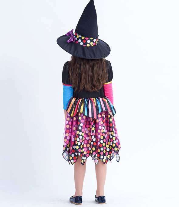 Halloween Girls Witch Costume Kids Magic Dress Up Outfit with Hat
