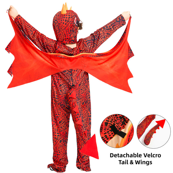 Kids Fiery Dinosaur Costume with Wings and Tail