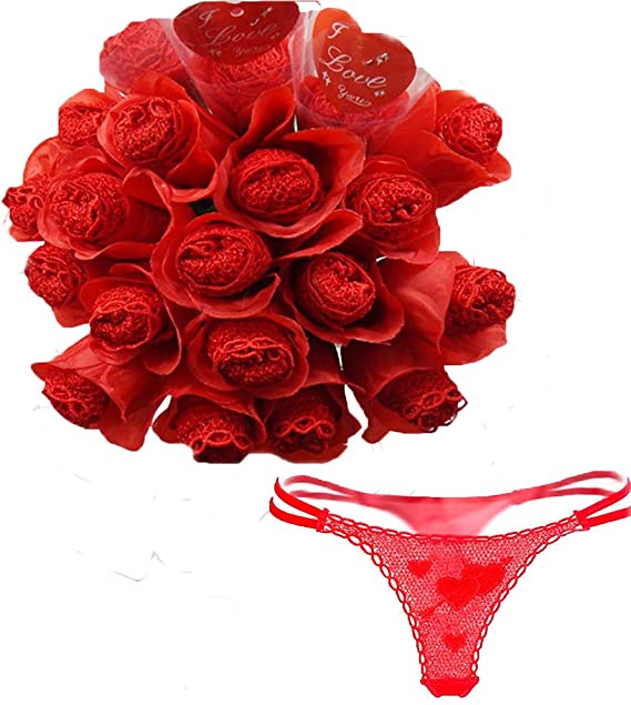Women Lingerie Thong Rose Shape for Valentine Gift