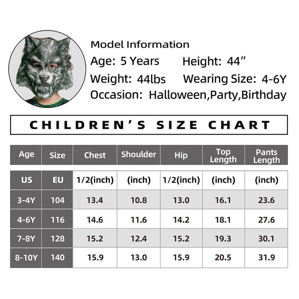 Kids Wolf Costumes Movies Cosplay for Halloween 2022 Ideas