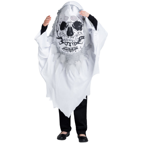 Halloween Kids Skeleton Costumes Ghost Cape with Hooded