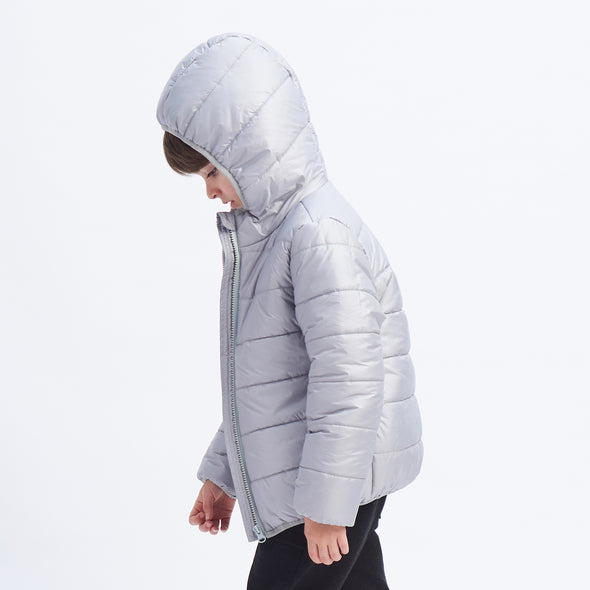 IKALI Kids Winter Coats, Boys Light Weight Puffer Jacket Grey (3-12Y)