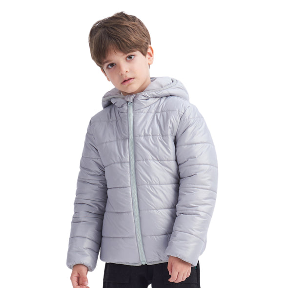 IKALI Kids Winter Coats, Boys Light Weight Puffer Jacket Grey (3-12Y)