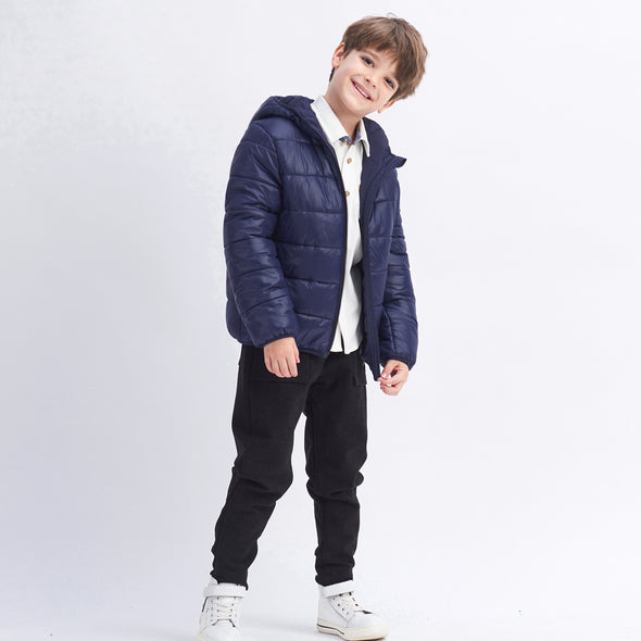 IKALI Kids Winter Coats, Boys Light Weight Puffer Jacket Navy (3-12Y)