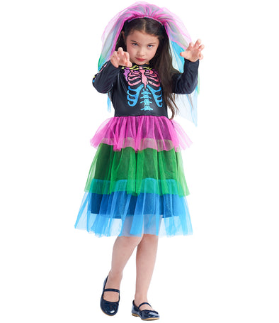 IKALI Girls Skeleton Costumes, Halloween Zombie/Ghost Outfit