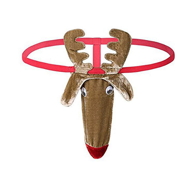 Mens Christmas G-String Thong Reindeer Mankini Gag Gift Underwear