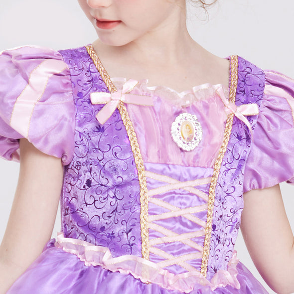 Girls Deluxe Dress Princess Rapunzel Long Hair Costume