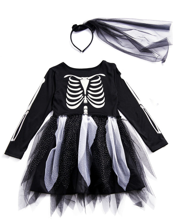 Skeleton Costumes, Halloween Scary Fancy Dress Up, Ghost Outfit for World Book Day, Carnival Party