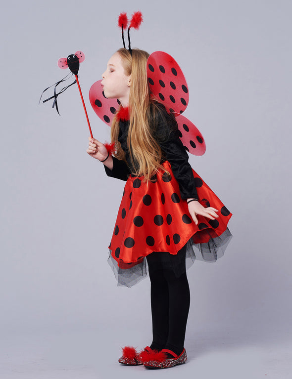 Ladybug Costume Ballerina Beetle Wings Fancy Dress up Outfit Ladybird Suit (10pcs Set)