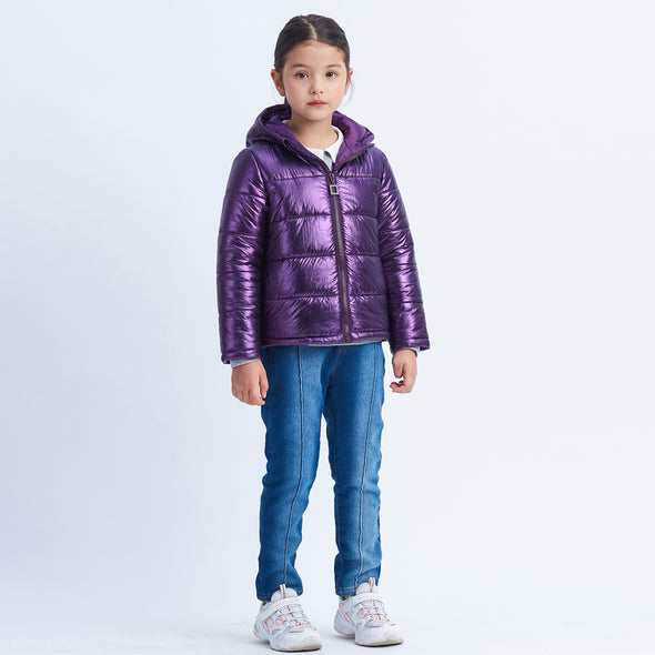 IKALI Girls Winter Puffer Jacket Lightweight Outwear Girls Purple (3-12Y)