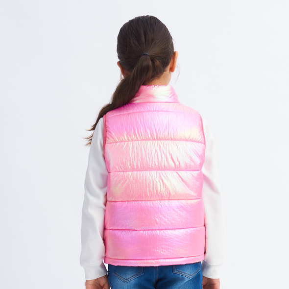 Girls Winter Puffer Vest, Winter Lightweight Gilet Pink