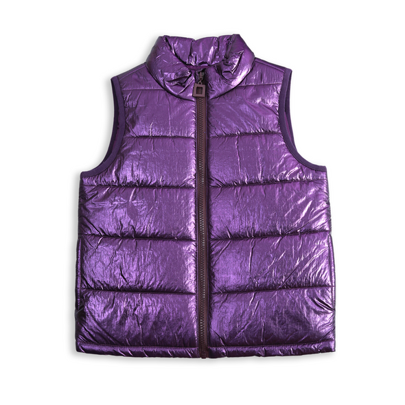 Girls Winter Puffer Vest, Winter Lightweight Gilet Colorful Purple
