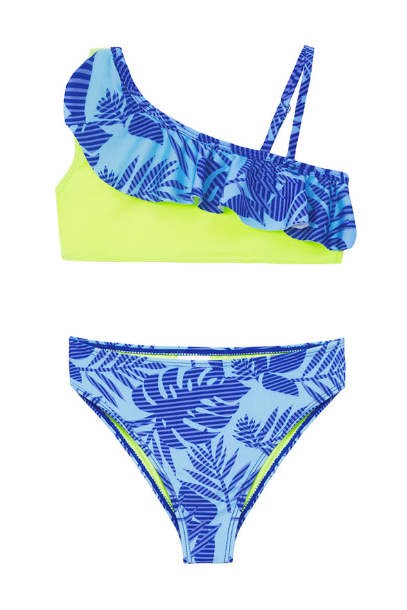 Girls Two Piece Swimsuits Kids Flamingo Hawaiian Bikini Tropical Printing Beach Bathing Suit for Vacation