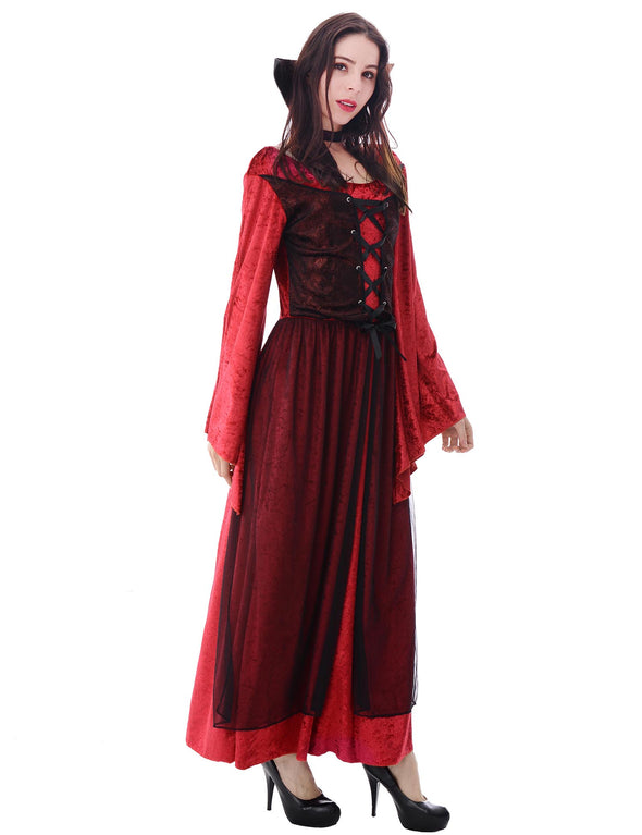 Girl Vampire Costume Outfit, Princess Fancy Dress Up Gown for Halloween Party